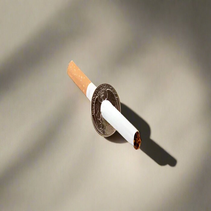 cigarette through coin